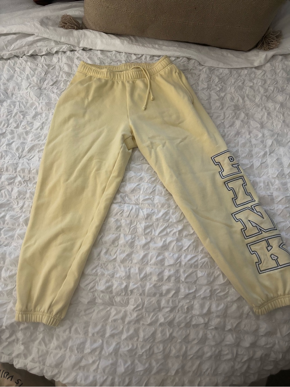 PINK Size Medium Butter Yellow Sweatpants